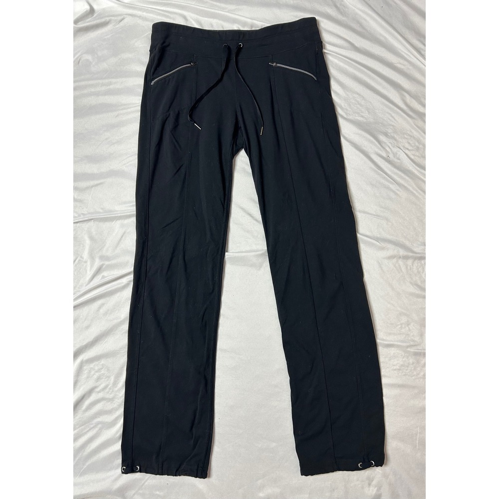 Athleta Metro Slouch Pants Black Drawstring Zip Pocket Straight Leg 138449 M